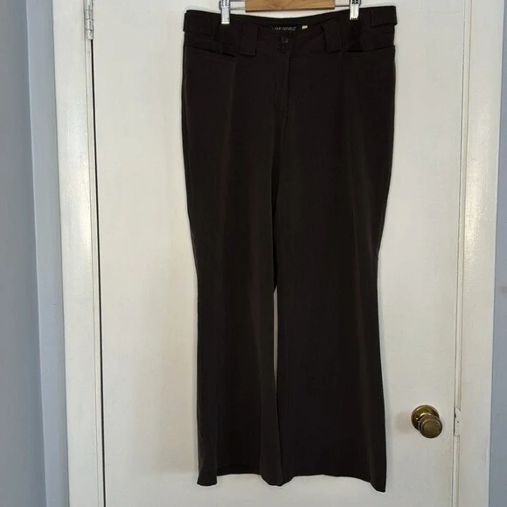 Lane Bryant Petite 1 Large Brown Wide Leg Dress Pants Trousers Neutral Office - Picture 1 of 8